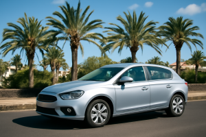 Auto vor kanarischer Kulisse auf Teneriffa